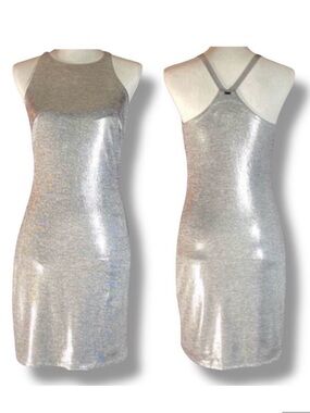 NWT WHBM White House Black Market Silver Metallic Mini Dress XS